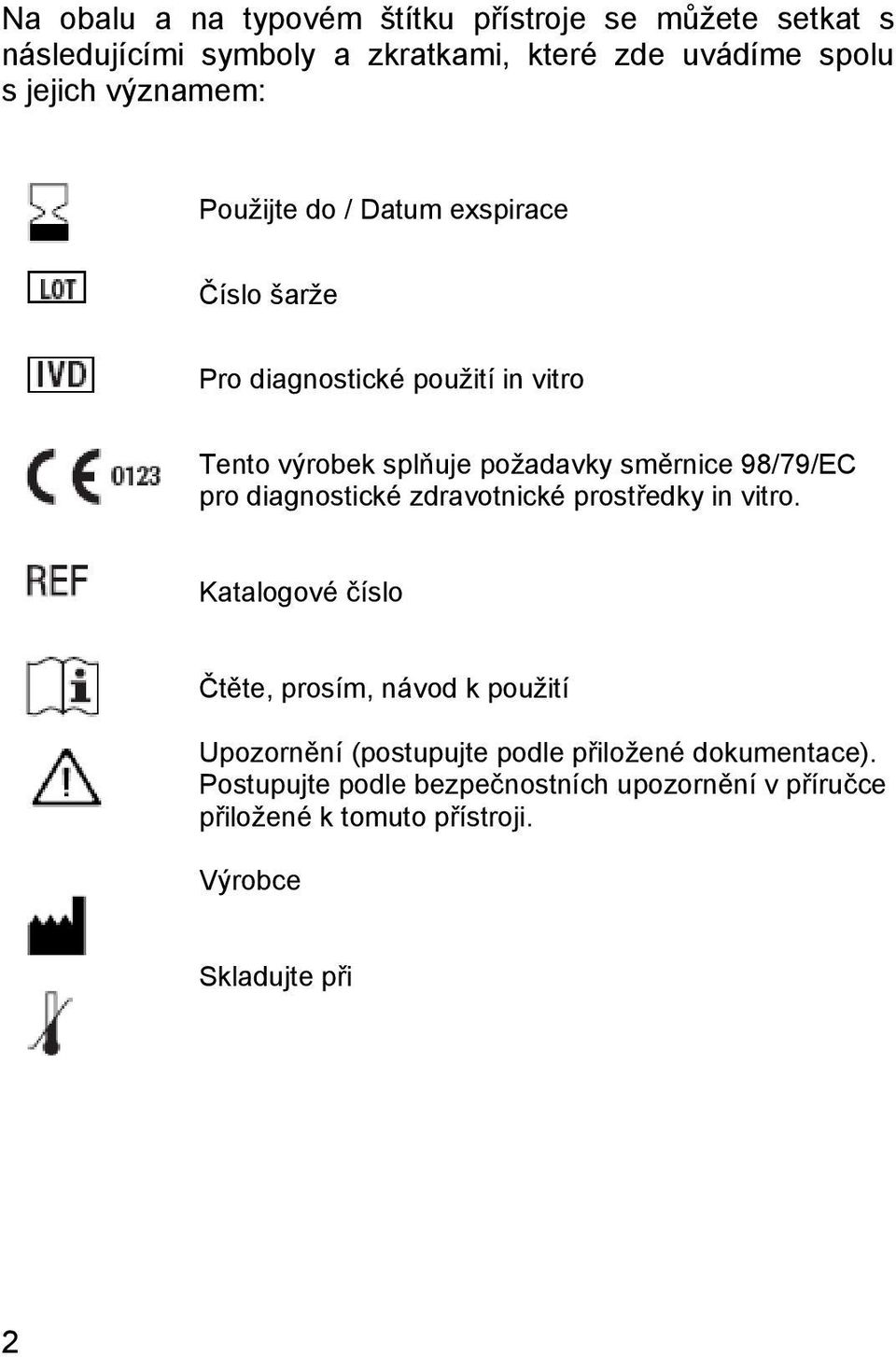 98/79/EC pro diagnostické zdravotnické prostředky in vitro.