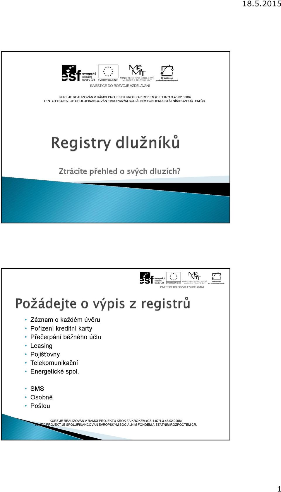 karty Přečerpání běžného účtu Leasing