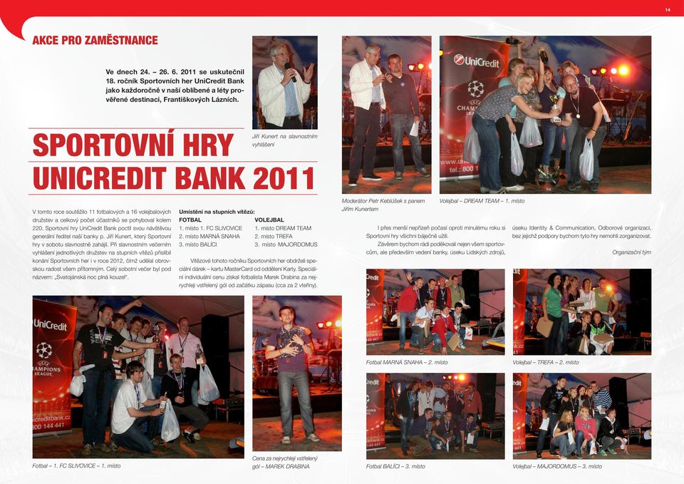 Sportovní hry UniCredit Bank poctil svou návštěvou generální ředitel naší banky p. Jiří Kunert, který Sportovní hry v sobotu slavnostně zahájil.