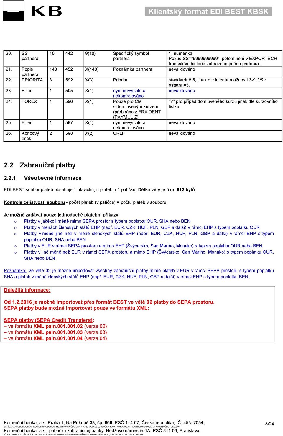 FOREX 1 596 X(1) Pouze pro CM s domluveným kurzem Y pro případ domluveného kurzu jinak dle kurzovního lístku (přebíráno z FRXIDENT (PAYMUL Z) 25.