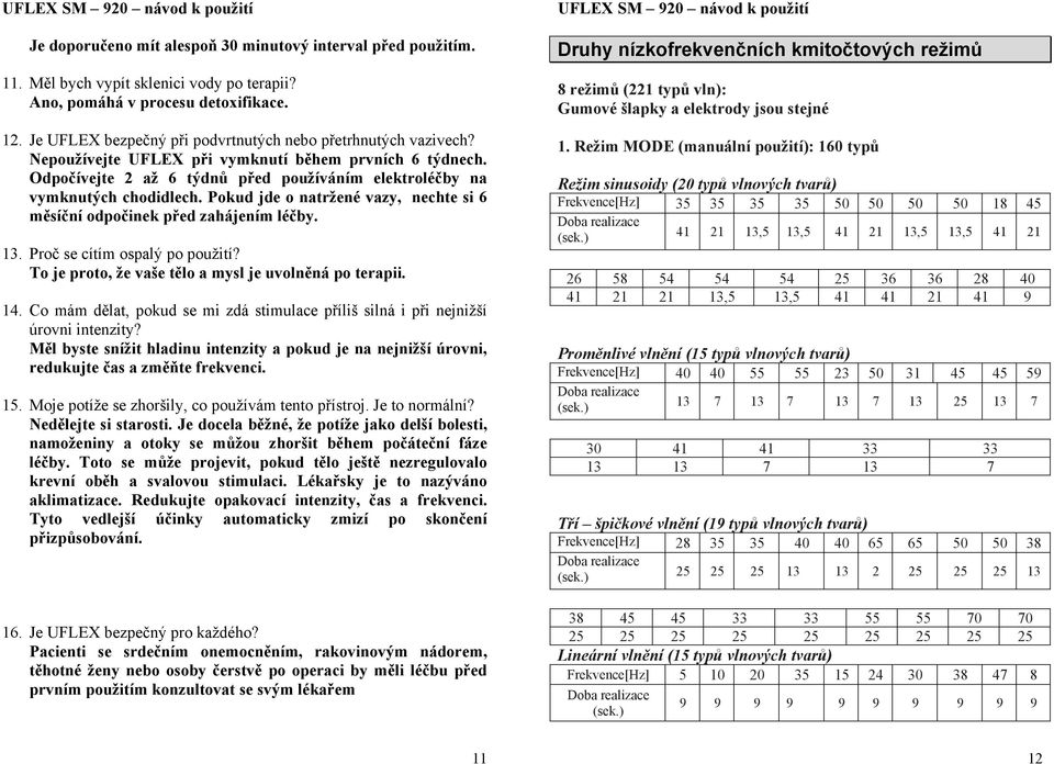 Pokud jde o natržené vazy, nechte si 6 měsíční odpočinek před zahájením léčby. 13. Proč se cítím ospalý po použití? To je proto, že vaše tělo a mysl je uvolněná po terapii. 14.