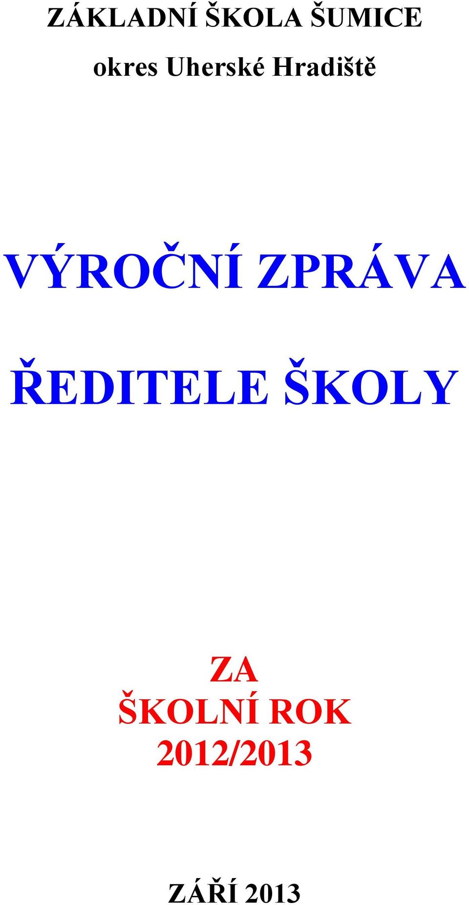 VÝROČNÍ ZPRÁVA ŘEDITELE