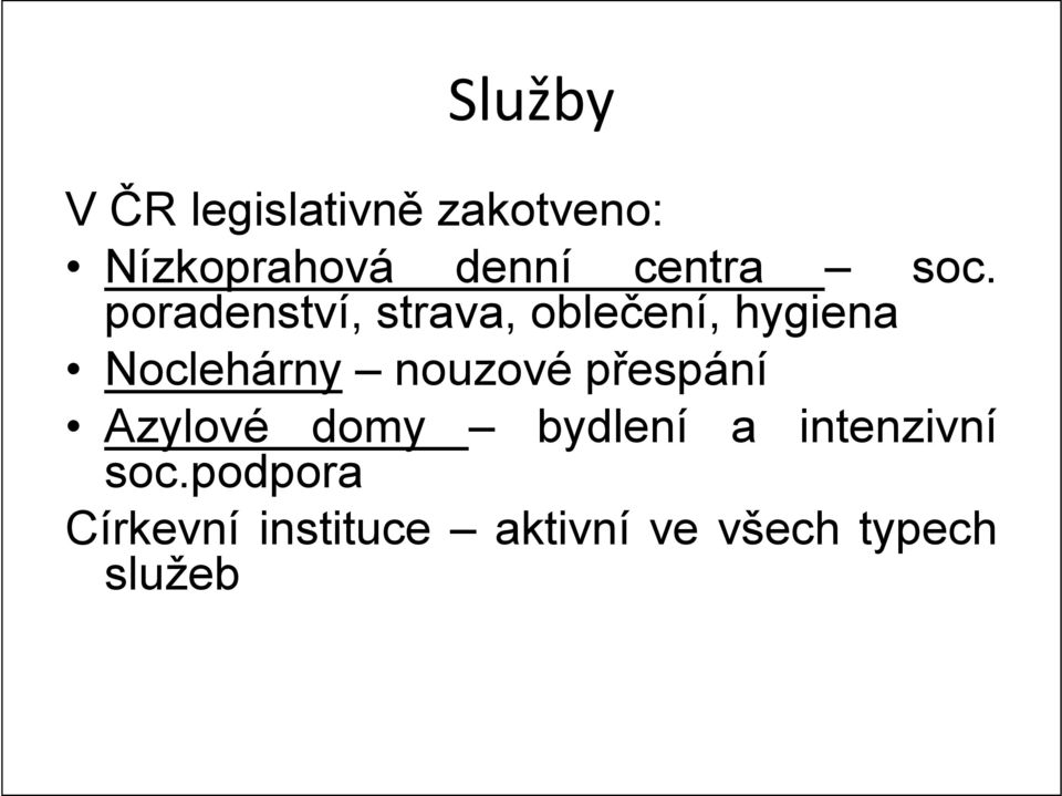 Azylové domy bydlení a intenzivní soc.