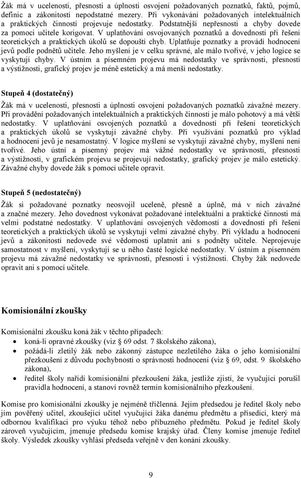 V uplatňování osvojovaných poznatků a dovedností při řešení teoretických a praktických úkolů se dopouští chyb. Uplatňuje poznatky a provádí hodnocení jevů podle podnětů učitele.