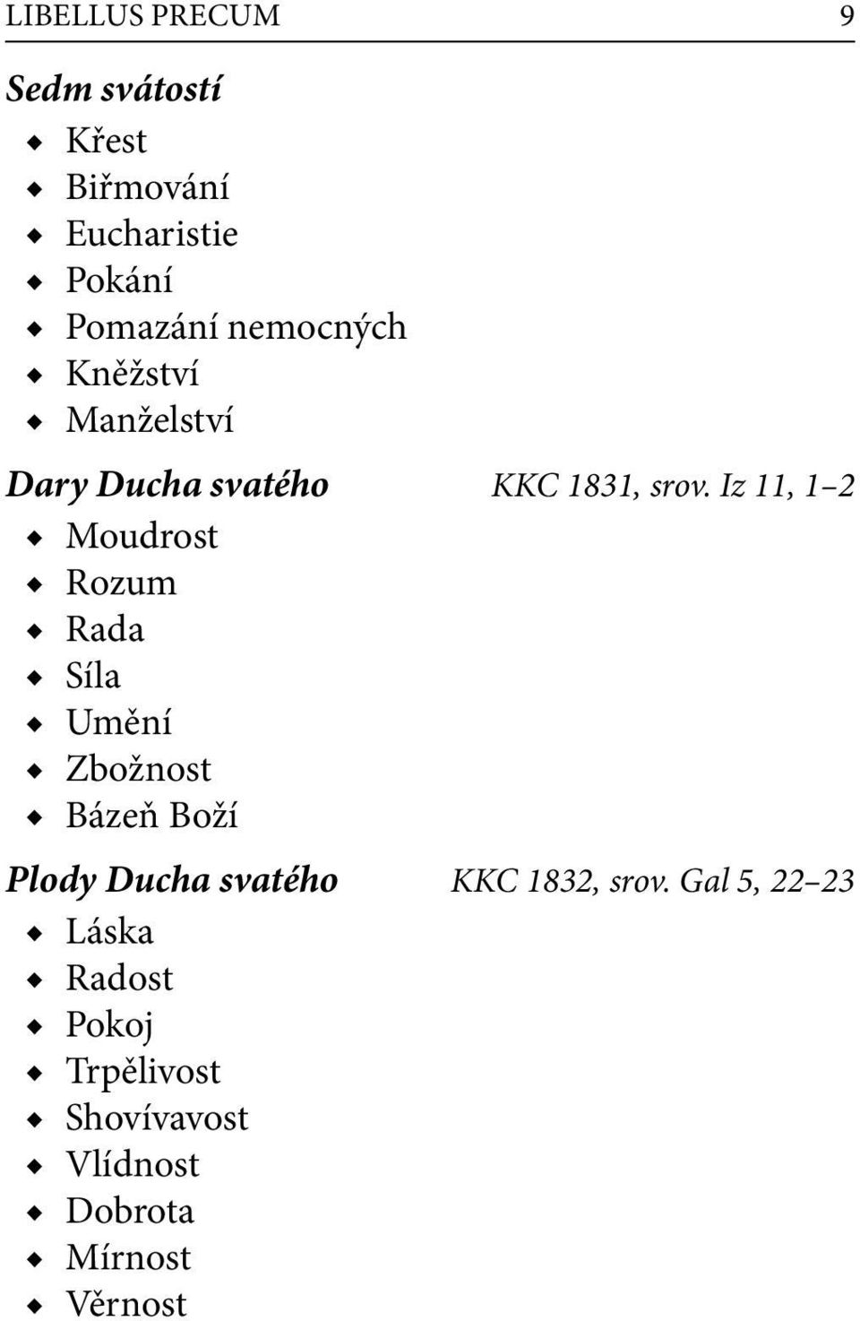 Iz 11, 1 2 Moudrost Rozum Rada Síla Umění Zbožnost Bázeň Boží Plody Ducha svatého