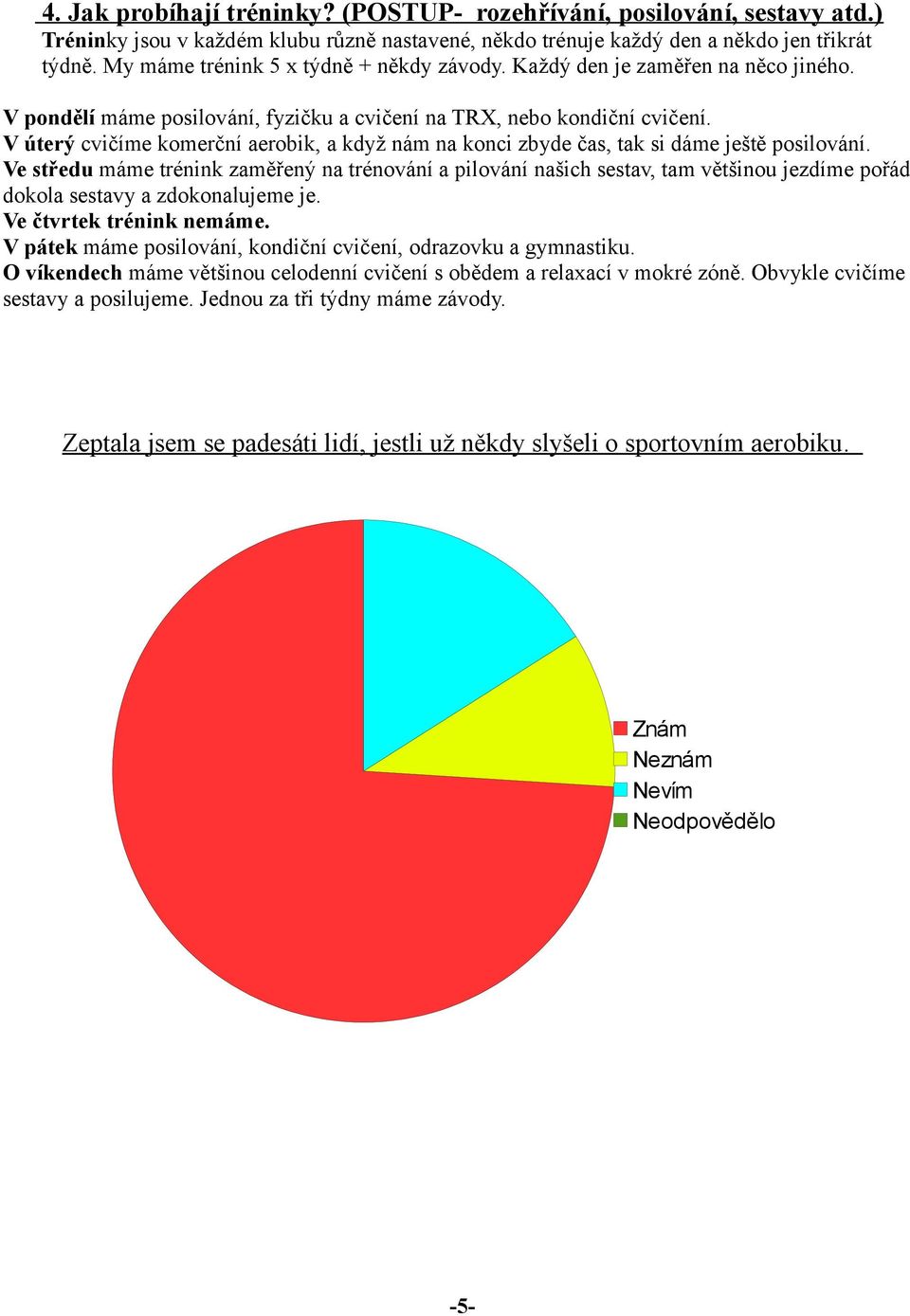 V úterý cvičíme komerční aerobik, a když nám na konci zbyde čas, tak si dáme ještě posilování.