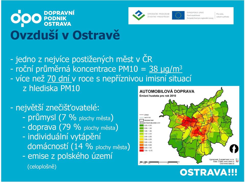 - největší znečišťovatelé: -průmysl (7 % plochy města) -doprava (79 % plochy města)