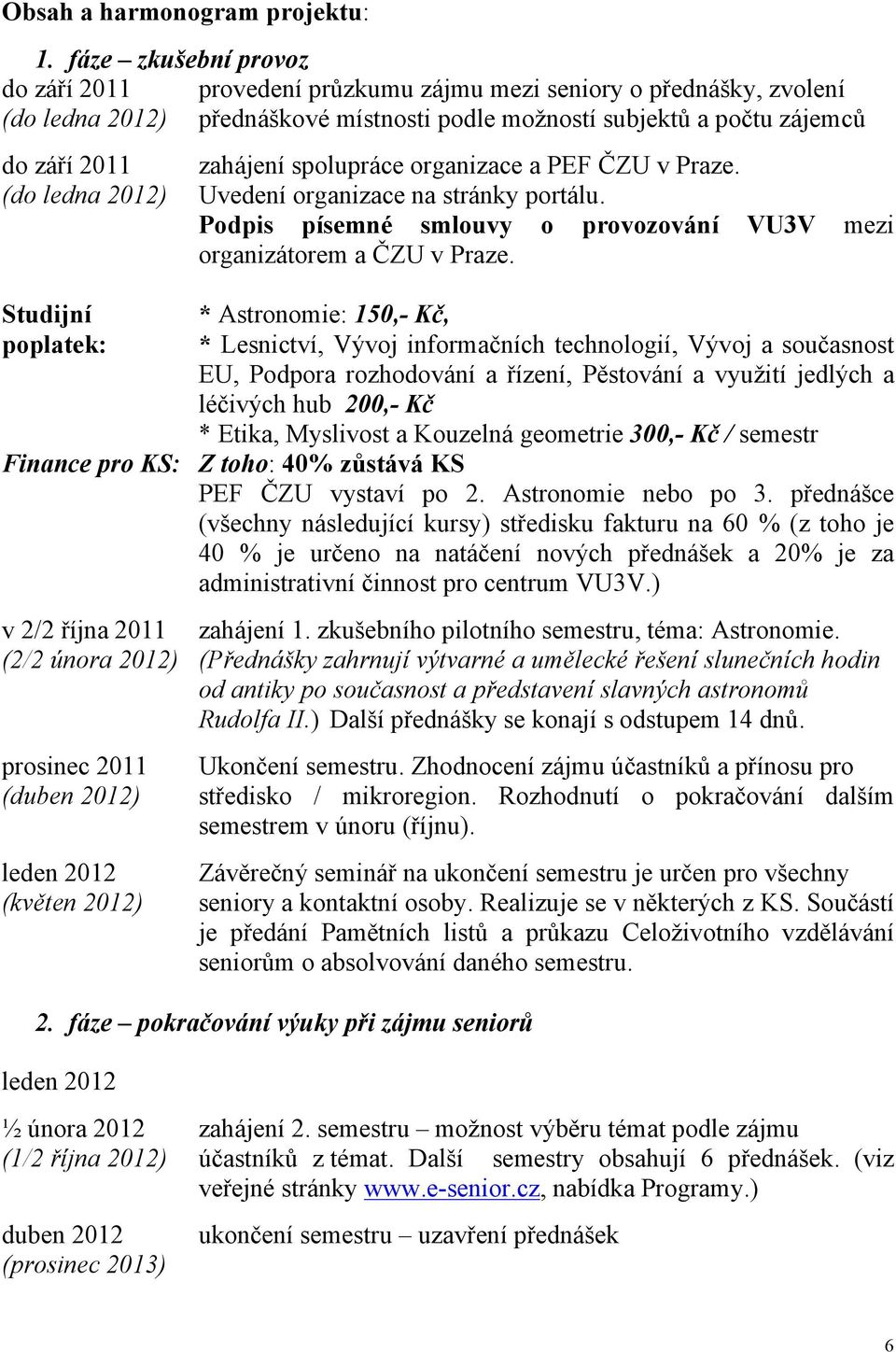 Studijní poplatek: zahájení spolupráce organizace a PEF ČZU v Praze. Uvedení organizace na stránky portálu. Podpis písemné smlouvy o provozování VU3V mezi organizátorem a ČZU v Praze.