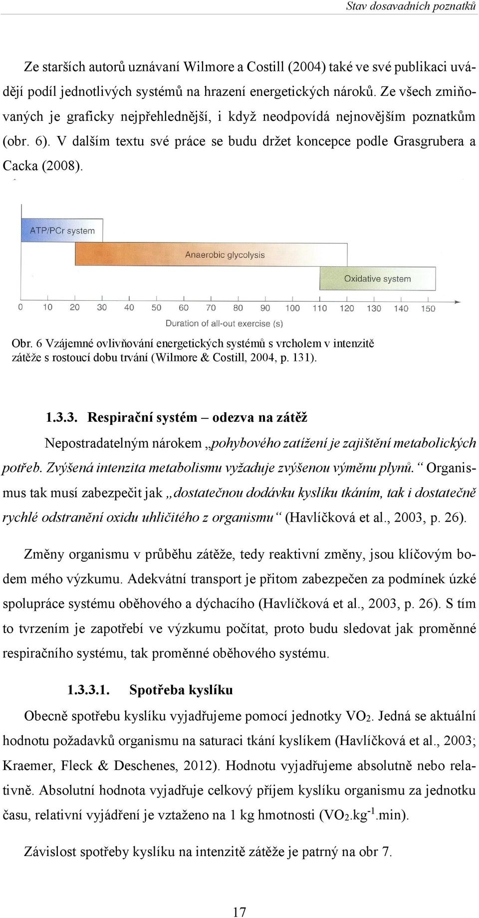 6 Vzájemné ovlivňování energetických systémů s vrcholem v intenzitě zátěže s rostoucí dobu trvání (Wilmore & Costill, 2004, p. 131