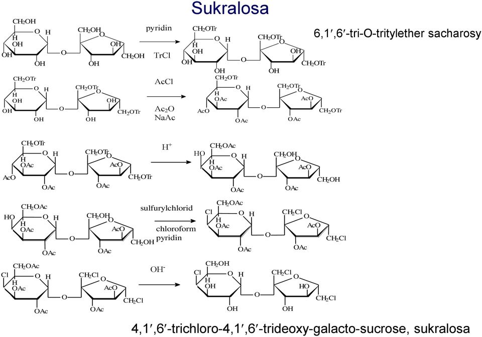 CH 2 H Ac Ac CH 2 H CH 2 A c H H H A c A c CH 2 Ac Cl H H Ac Ac CH 2 A c sulfurylchlorid Cl H CH 2 Cl CH 2 H H A c A c A c chloroform pyridin CH