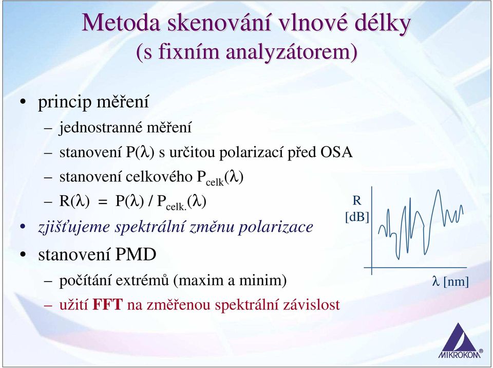 R(λ) = P(λ) / P celk.