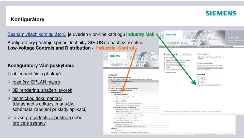 Industrial Control Konfigurátory Vám poskytnou: objednací čísla přístrojů rozměry, EPLAN makro 3D rendering,