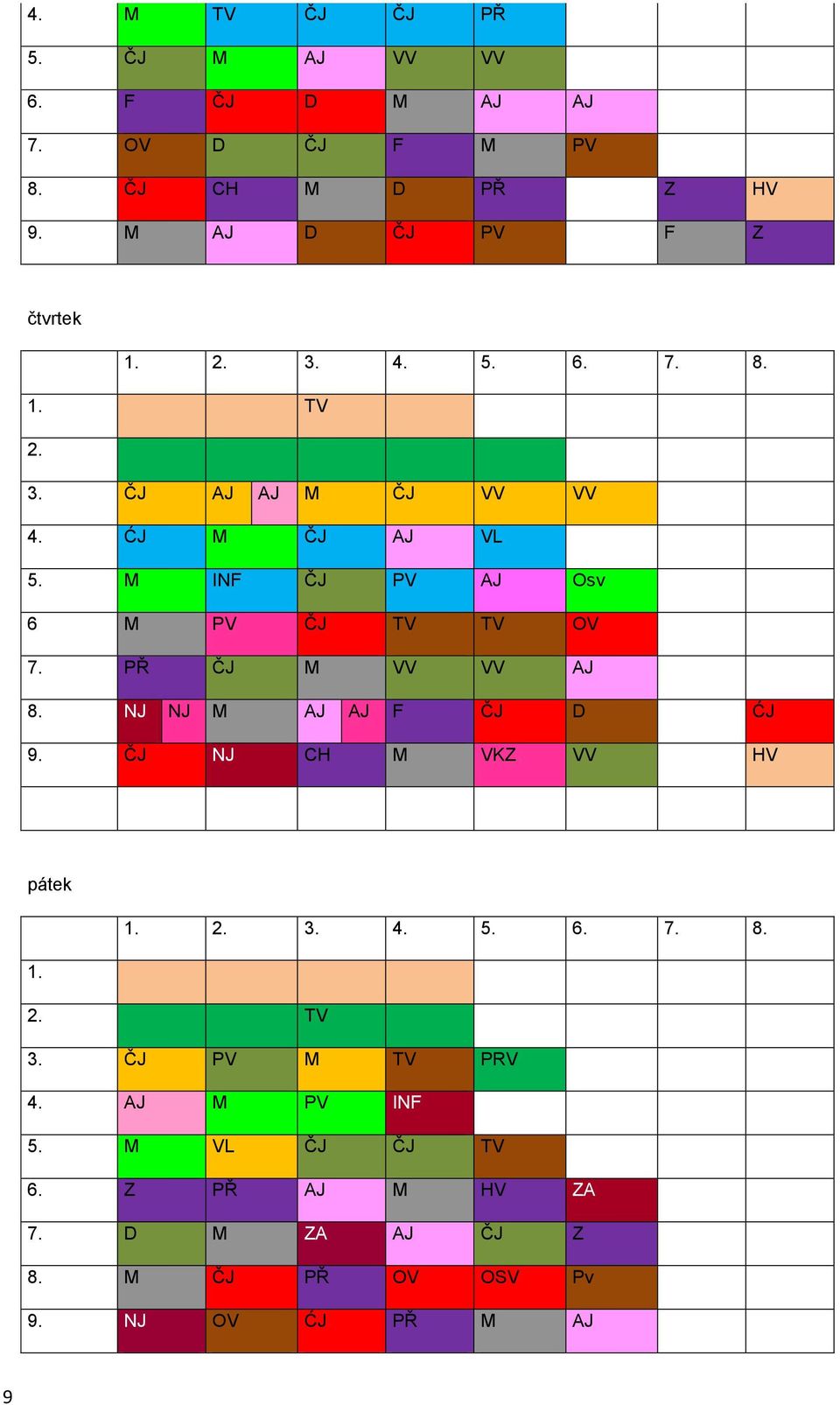 M INF ČJ PV AJ Osv 6 M PV ČJ TV TV OV 7. PŘ ČJ M VV VV AJ 8. NJ NJ M AJ AJ F ČJ D ĆJ 9. ČJ NJ CH M VKZ VV HV pátek 1.