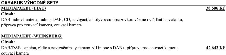 kameru, couvací kamera MEDIAPAKET (WEINSBERG) DAB/DAB+ anténa, rádio s navigačním