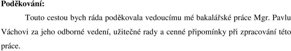 Pavlu Váchovi za jeho odborné vedení,