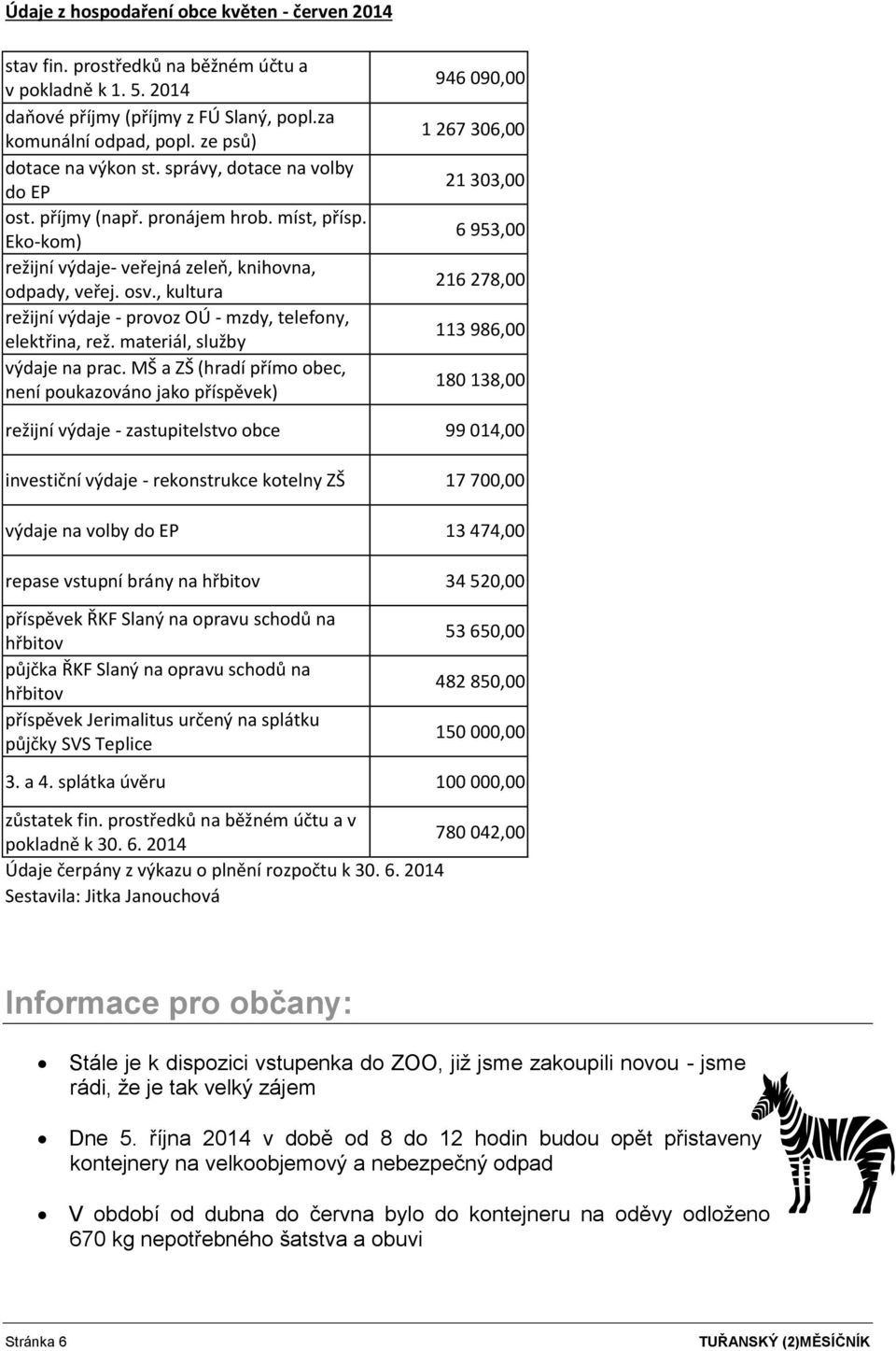 , kultura režijní výdaje - provoz OÚ - mzdy, telefony, elektřina, rež. materiál, služby výdaje na prac.