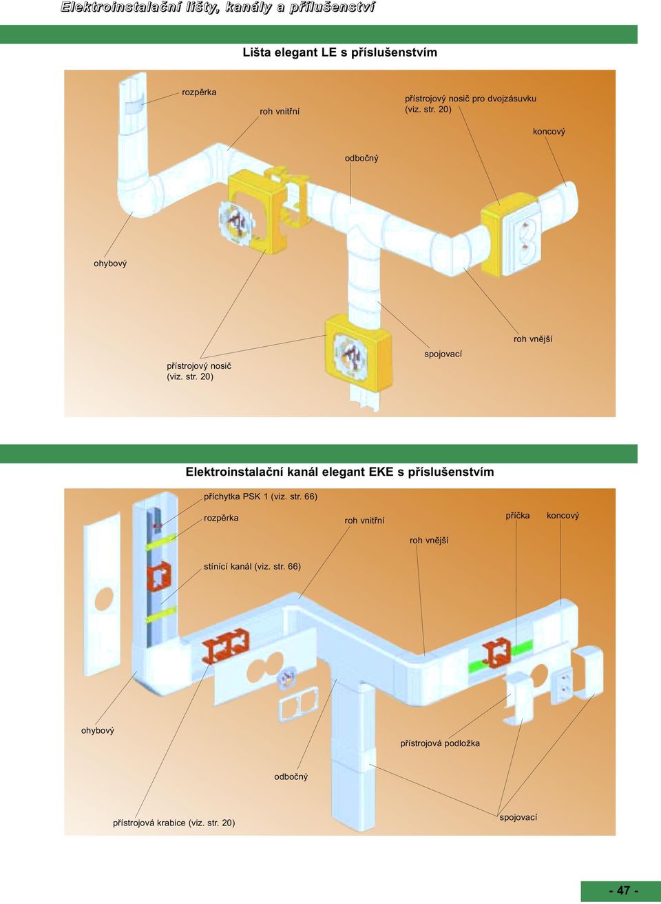 20) spojovací roh vnější Elektroinstalační kanál elegant EKE s příslušenstvím příchytka PSK 1 (viz. str.