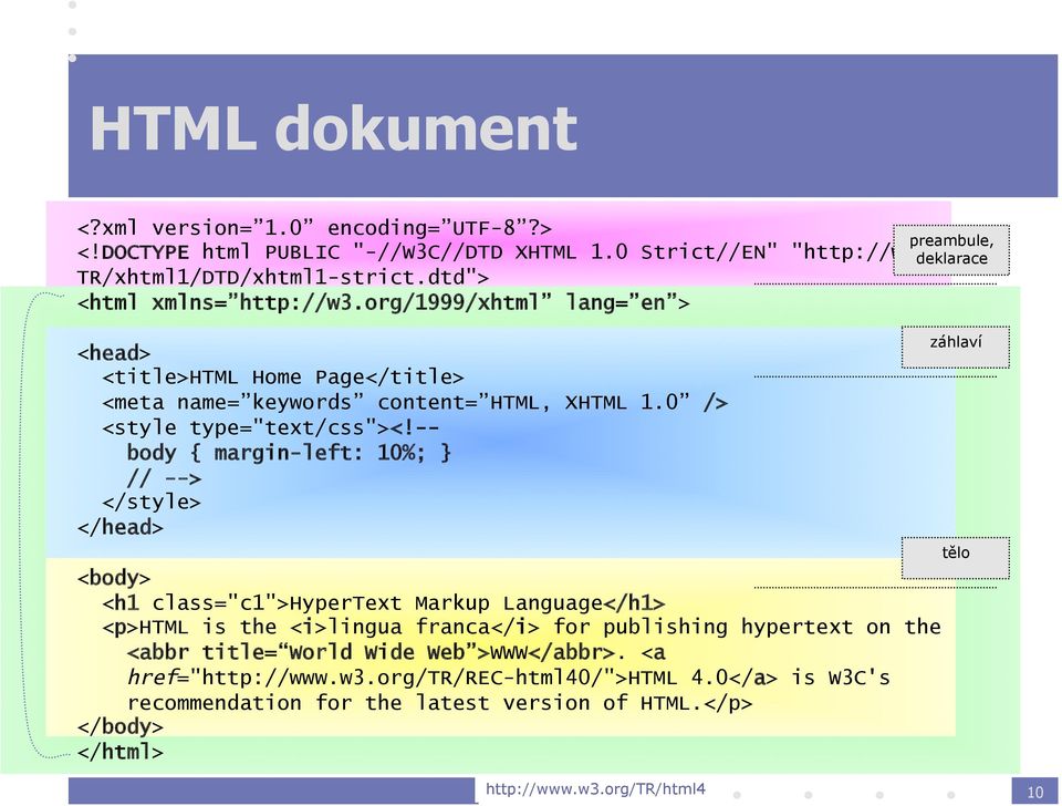 -- body { margin-left: 10%; } // --> </style> </head> <body> <h1 class="c1">hypertext Markup Language</h1> <p>html is the <i>lingua franca</i> for publishing hypertext on the <abbr