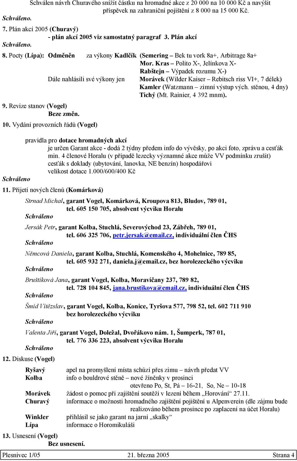 Kras Polito X-, Jelínkova X- Rabštejn Výpadek rozumu X-) Dále nahlásili své výkony jen Morávek (Wilder Kaiser Rebitsch riss VI+, 7 délek) Kamler (Watzmann zimní výstup vých. stěnou, 4 dny) Tichý (Mt.