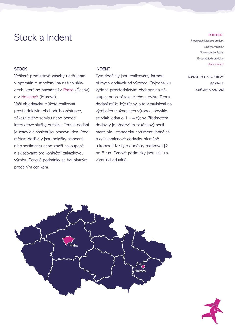 Termín dodání je zpravidla následující pracovní den. Předmětem dodávky jsou položky standardního sortimentu nebo zboží nakoupené a skladované pro konkrétní zakázkovou výrobu.