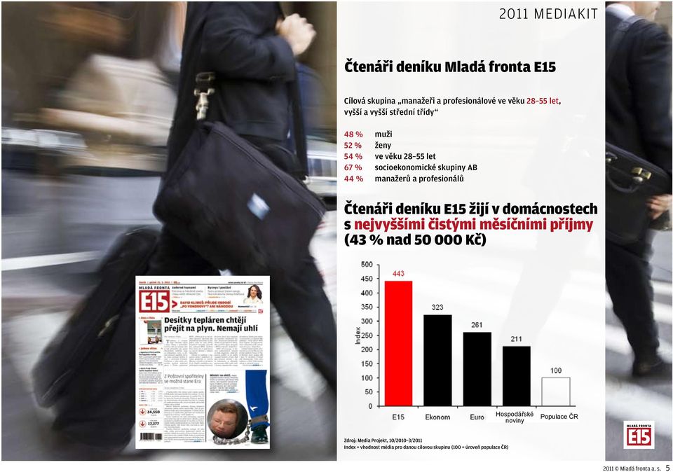 žijí v domácnostech s nejvyššími čistými měsíčními příjmy (43 % nad 50 000 Kč) Hospodářské noviny Populace ČR Zdroj: Media