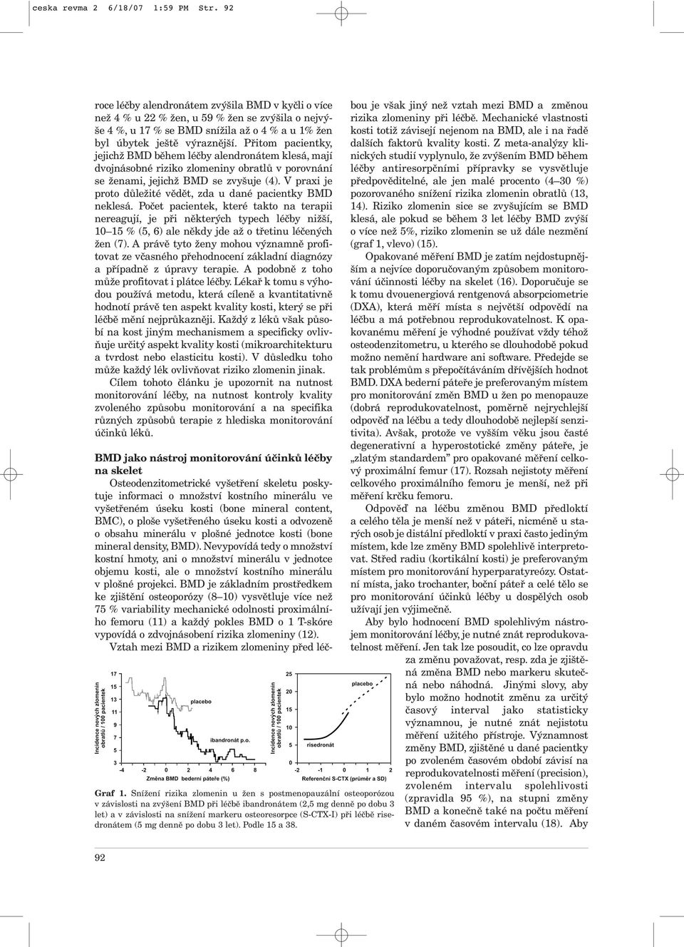 Přitom pacientky, jejichž BMD během léčby alendronátem klesá, mají dvojnásobné riziko zlomeniny obratlů v porovnání se ženami, jejichž BMD se zvyšuje (4).