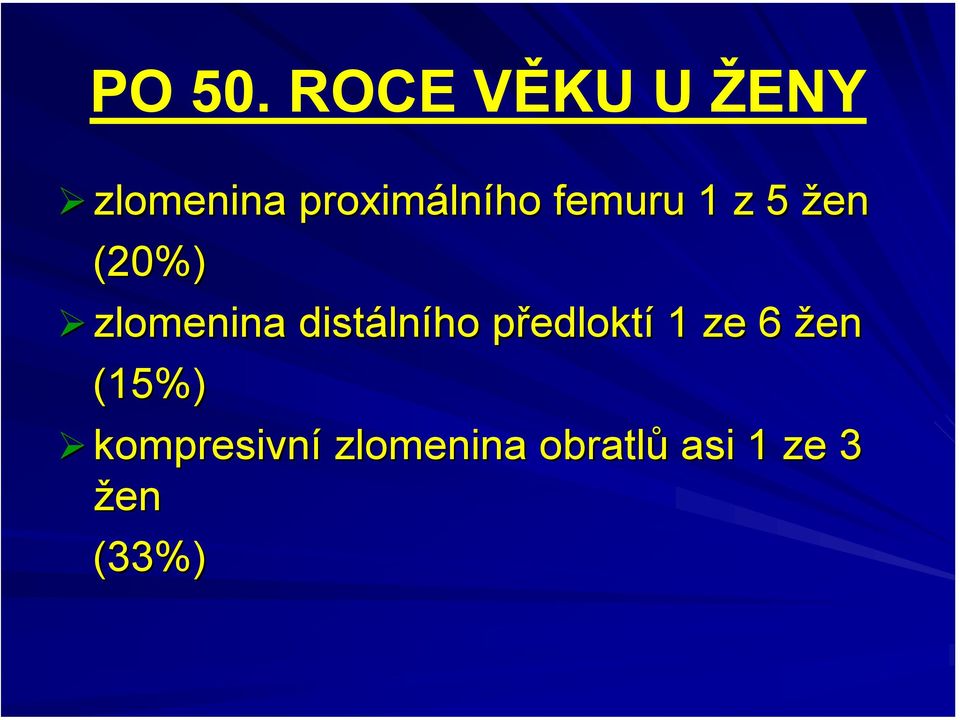 femuru 1 z 5 žen (20%) zlomenina distáln