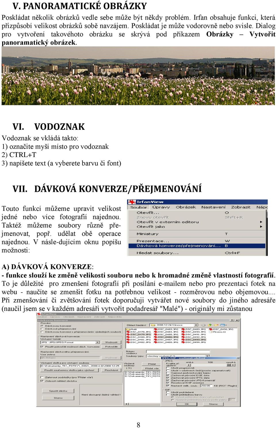 VODOZNAK Vodoznak se vkládá takto: 1) označite myší místo pro vodoznak 2) CTRL+T 3) napíšete text (a vyberete barvu či font) VII.