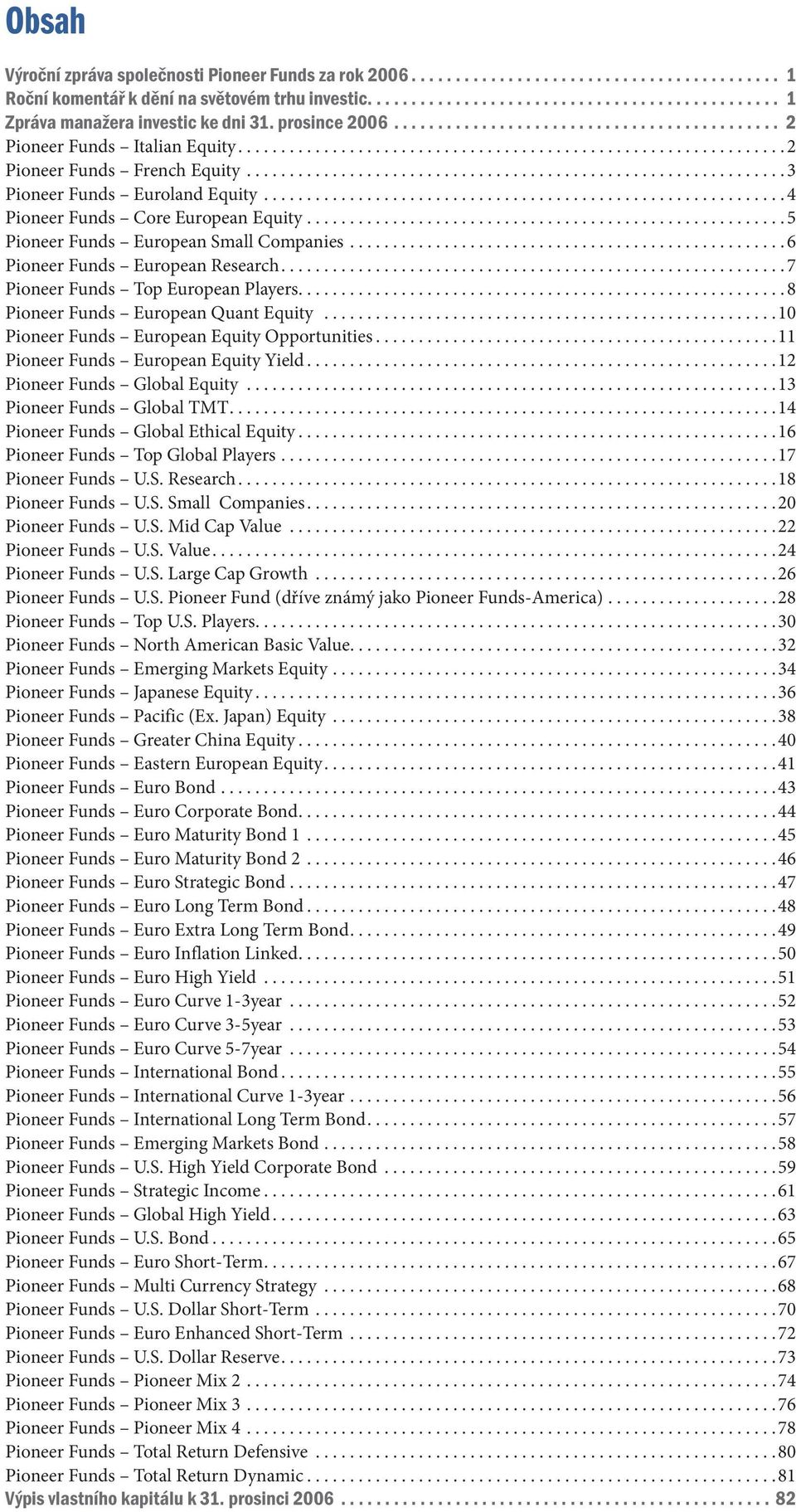 .............................................................. 3 Pioneer Funds Euroland Equity............................................................. 4 Pioneer Funds Core European Equity.