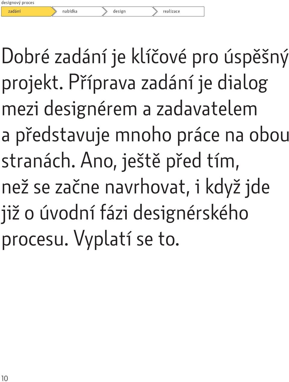 Příprava zadání je dialog mezi designérem a zadavatelem a představuje mnoho