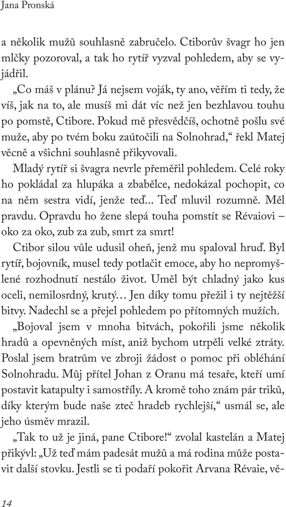 Pokud mě přesvědčíš, ochotně pošlu své muže, aby po tvém boku zaútočili na Solnohrad, řekl Matej věcně a všichni souhlasně přikyvovali. Mladý rytíř si švagra nevrle přeměřil pohledem.