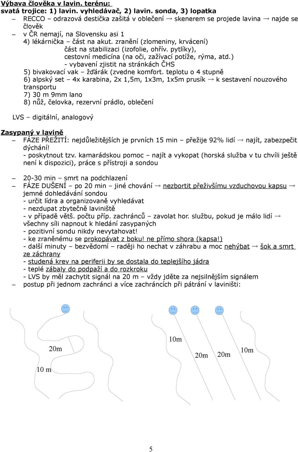 zranění (zlomeniny, krvácení) část na stabilizaci (izofolie, ohřív. pytlíky), cestovní medicína (na oči, zažívací potíže, rýma, atd.