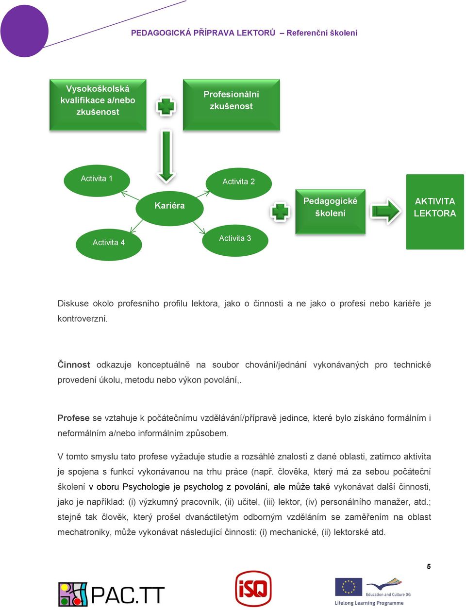 Profese se vztahuje k počátečnímu vzdělávání/přípravě jedince, které bylo získáno formálním i neformálním a/nebo informálním způsobem.