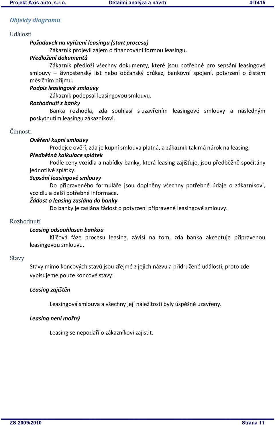 příjmu. Podpis leasingové smlouvy Zákazník podepsal leasingovou smlouvu. Rozhodnutí z banky Banka rozhodla, zda souhlasí s uzavřením leasingové smlouvy a následným poskytnutím leasingu zákazníkovi.