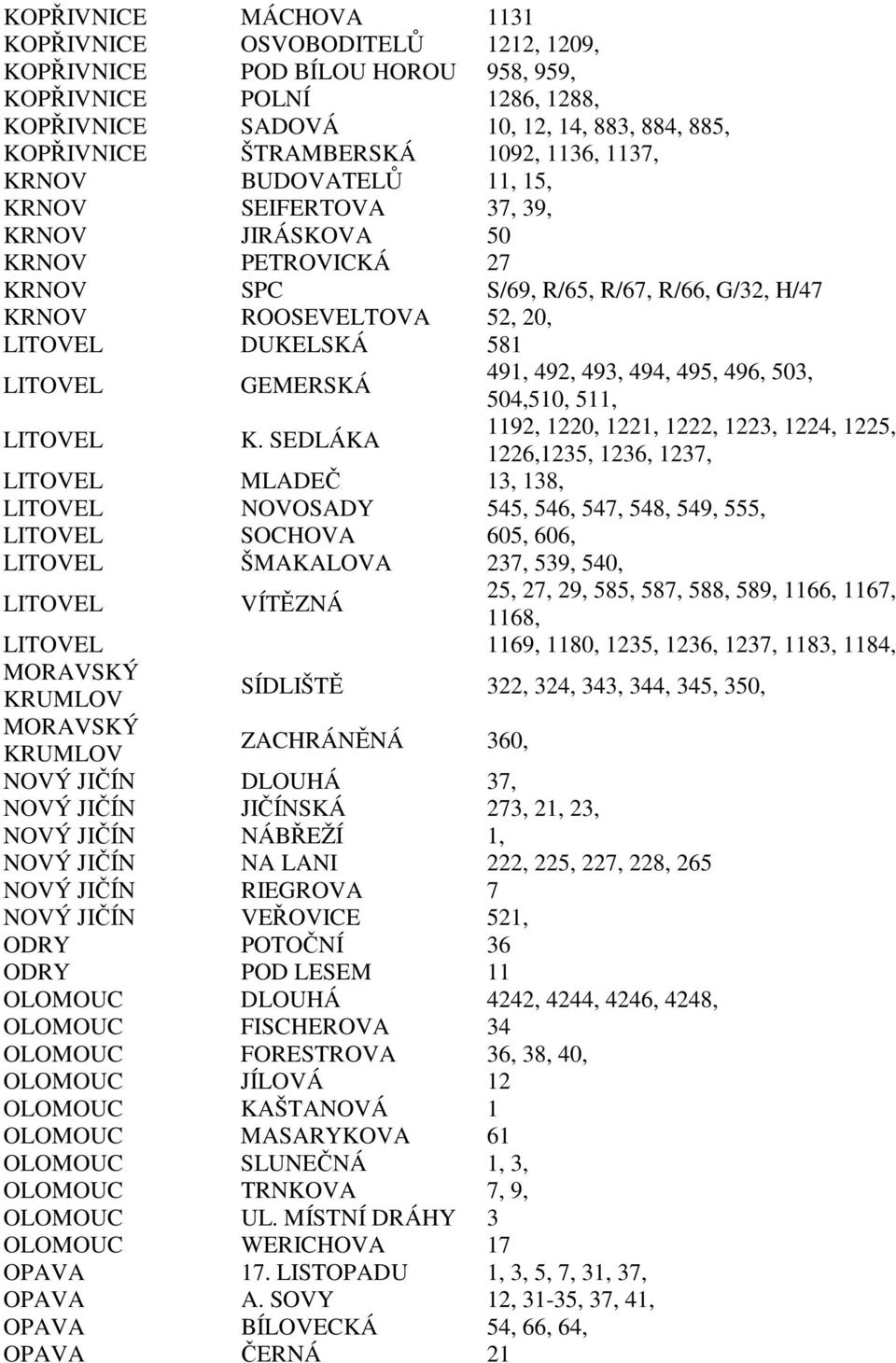 LITOVEL GEMERSKÁ 491, 492, 493, 494, 495, 496, 503, LITOVEL K.