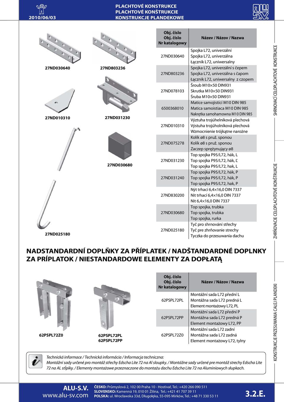 DIN931 Śruba M10 50 DIN931 Matice samojistící M10 DIN 985 Matica samoistiaca M10 DIN 985 Nakrętka samohamowna M10 DIN 985 Výztuha trojúhelníková plechová Výstuha trojúholníková plechová Wzmocnienie