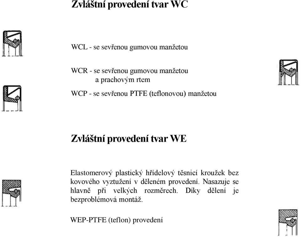 Elastomerový plastický hřídelový těsnicí krouţek bez kovového vyztuţení v děleném provedení.