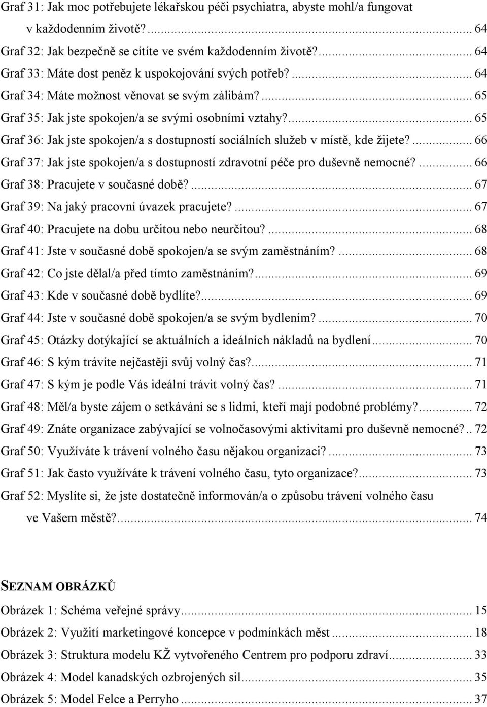 ... 65 Graf 36: Jak jste spokojen/a s dostupností sociálních služeb v místě, kde žijete?... 66 Graf 37: Jak jste spokojen/a s dostupností zdravotní péče pro duševně nemocné?