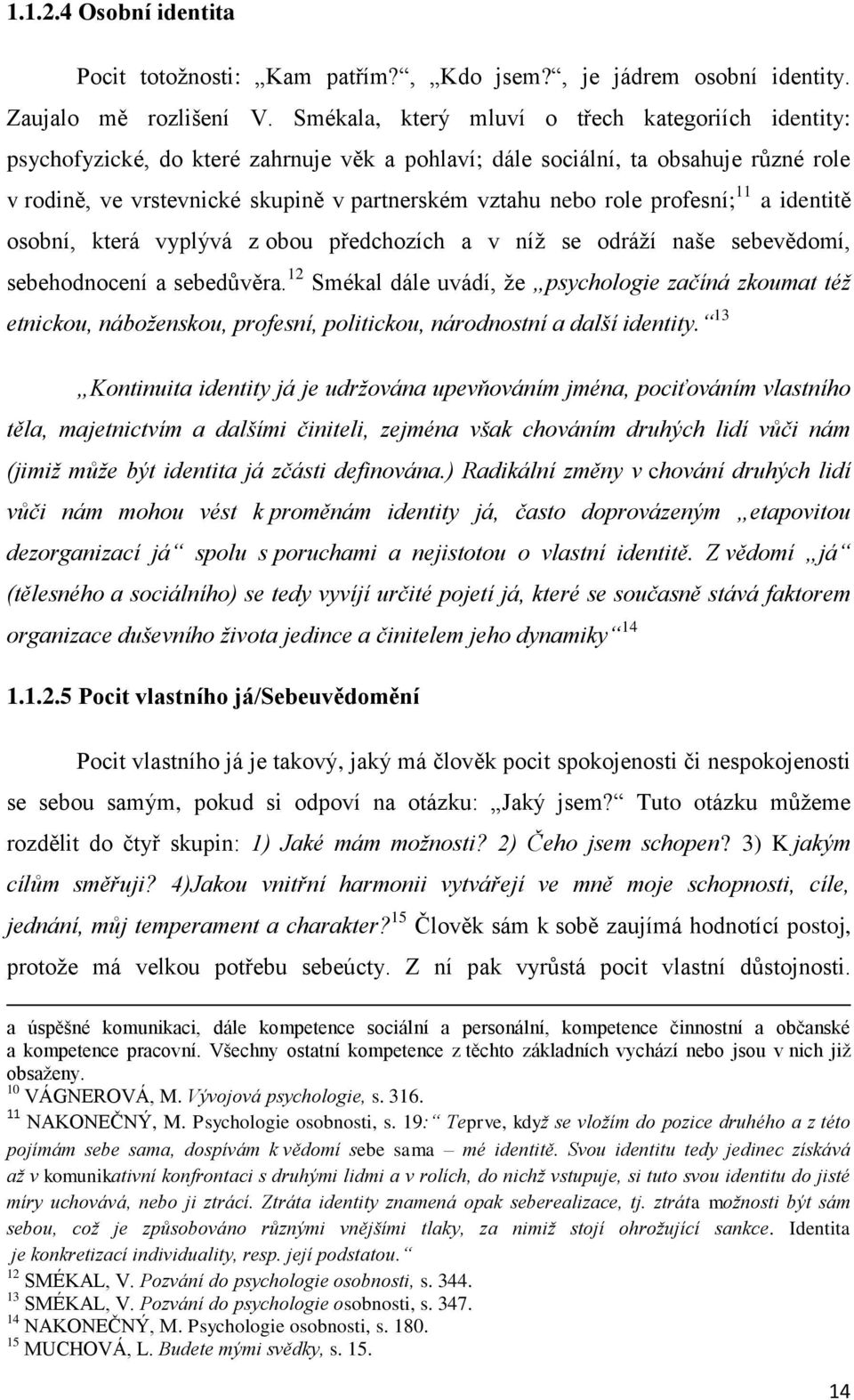 role profesní; 11 a identitě osobní, která vyplývá z obou předchozích a v níž se odráží naše sebevědomí, sebehodnocení a sebedůvěra.