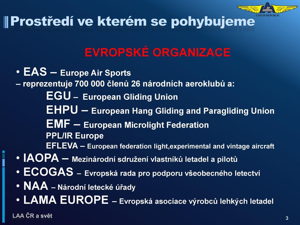 European federation light,experimental and vintage aircraft IAOPA Mezinárodní sdruţení vlastníků letadel a pilotů