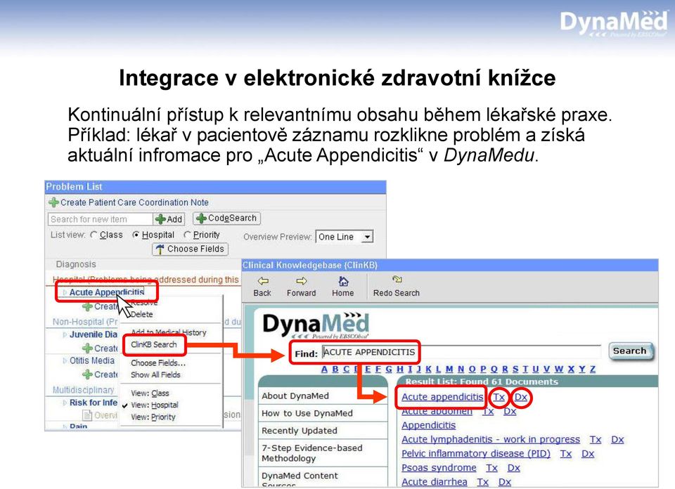 Příklad: lékař v pacientově záznamu rozklikne problém a