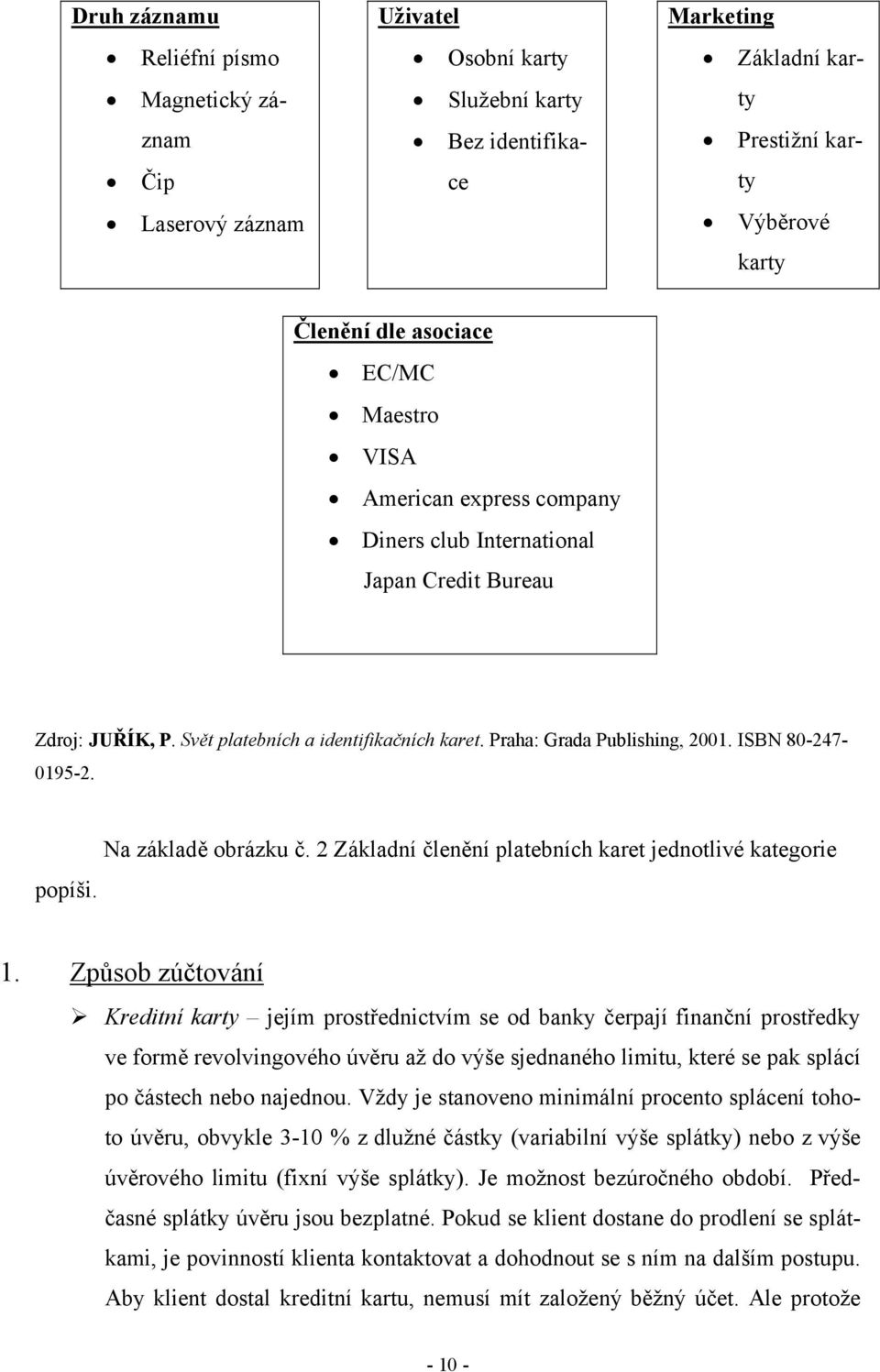 Na základě obrázku č. 2 Základní členění platebních karet jednotlivé kategorie popíši. 1.