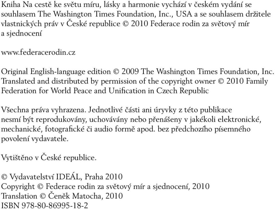 cz Original English-language edition 2009 The Washington Times Foundation, Inc.