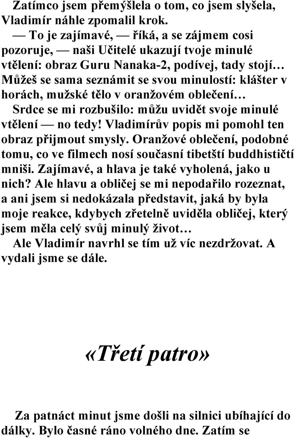 tělo v oranžovém oblečení Srdce se mi rozbušilo: můžu uvidět svoje minulé vtělení no tedy! Vladimírův popis mi pomohl ten obraz přijmout smysly.