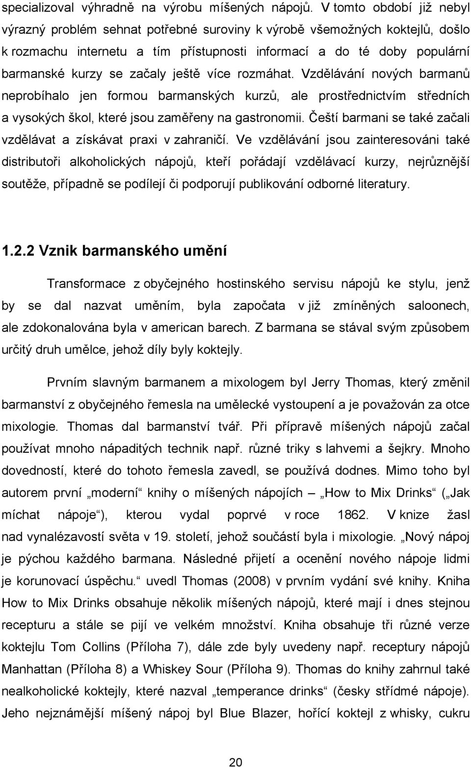 začaly ještě více rozmáhat. Vzdělávání nových barmanů neprobíhalo jen formou barmanských kurzů, ale prostřednictvím středních a vysokých škol, které jsou zaměřeny na gastronomii.