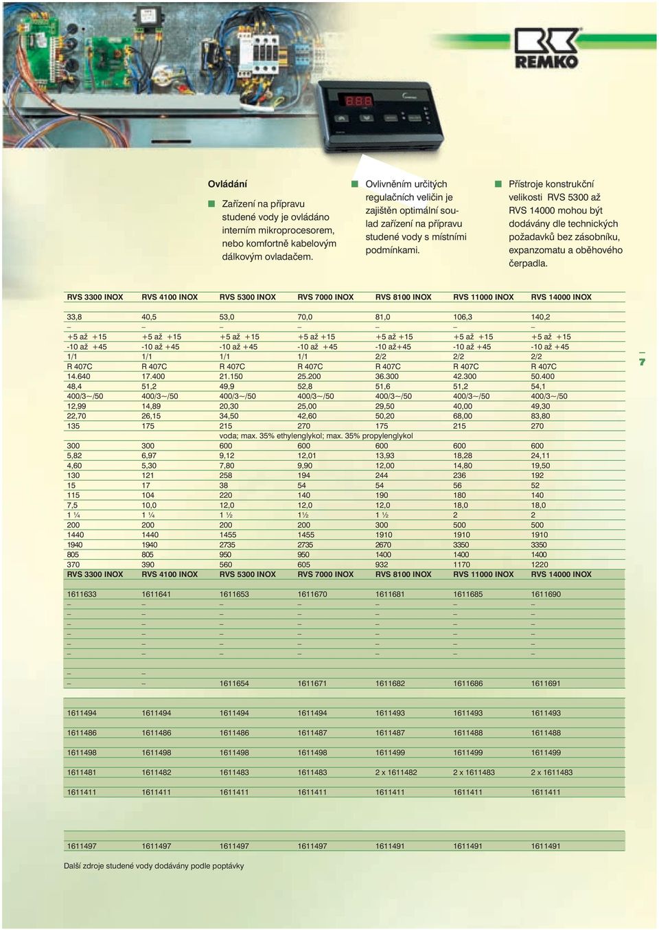 Přístroje konstrukční velikosti RVS 5300 až RVS 14000 mohou být dodávány dle technických požadavků bez zásobníku, expanzomatu a oběhového čerpadla.