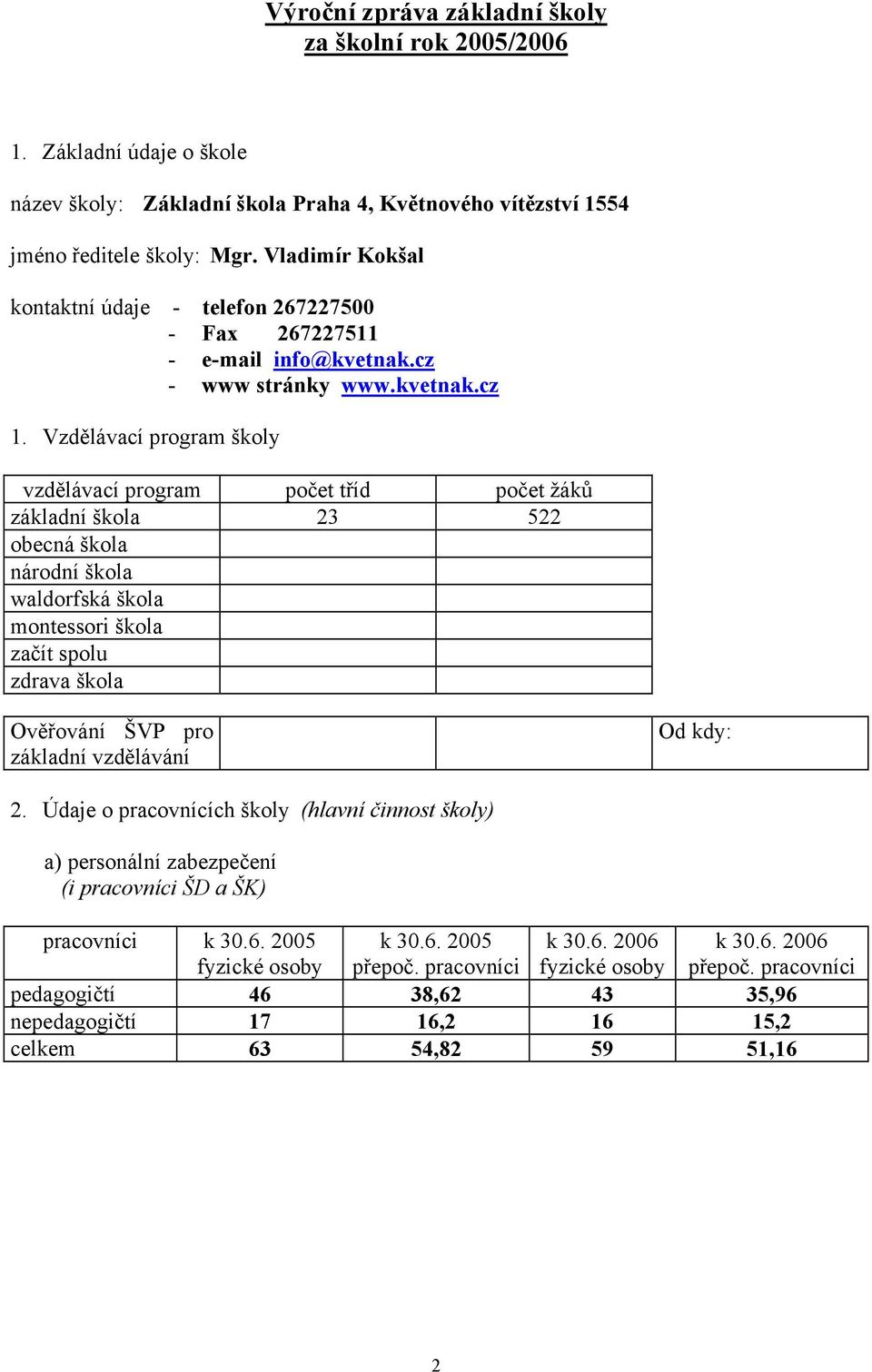 Vzdělávací program školy vzdělávací program počet tříd počet žáků základní škola 23 522 obecná škola národní škola waldorfská škola montessori škola začít spolu zdrava škola Ověřování ŠVP pro