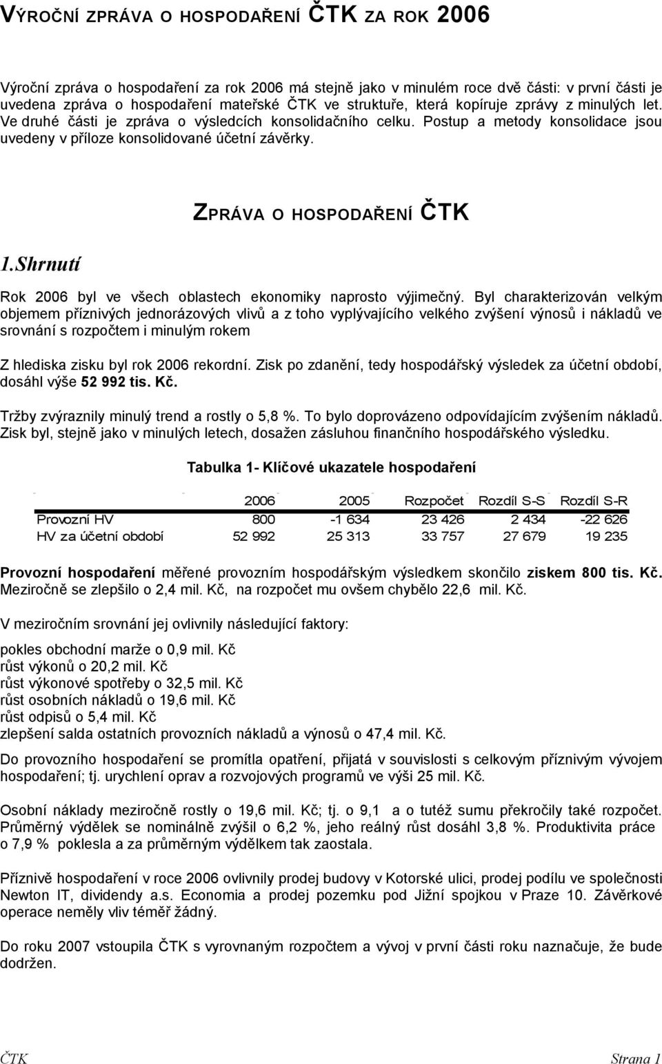 Shrnutí Rok 26 byl ve všech oblastech ekonomiky naprosto výjimečný.