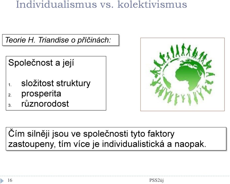 složitost struktury 2. prosperita 3.