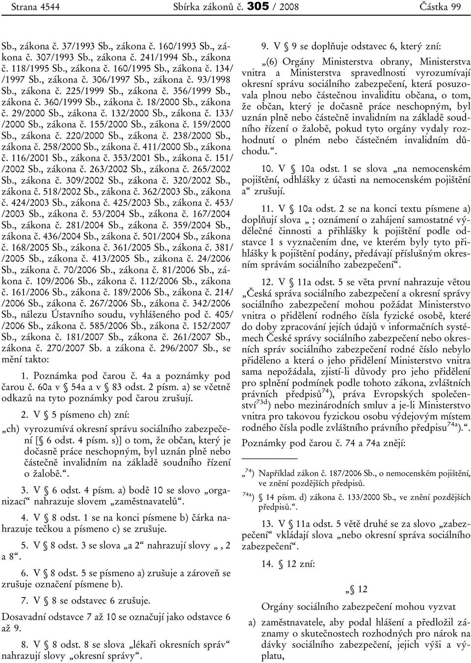 , zákona č. 132/2000 Sb., zákona č. 133/ /2000 Sb., zákona č. 155/2000 Sb., zákona č. 159/2000 Sb., zákona č. 220/2000 Sb., zákona č. 238/2000 Sb., zákona č. 258/2000 Sb., zákona č. 411/2000 Sb.